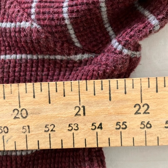 Men's size large waffle fabric Burgundy gray Striped Henley Shirt Indian cotton - Picture 5 of 13